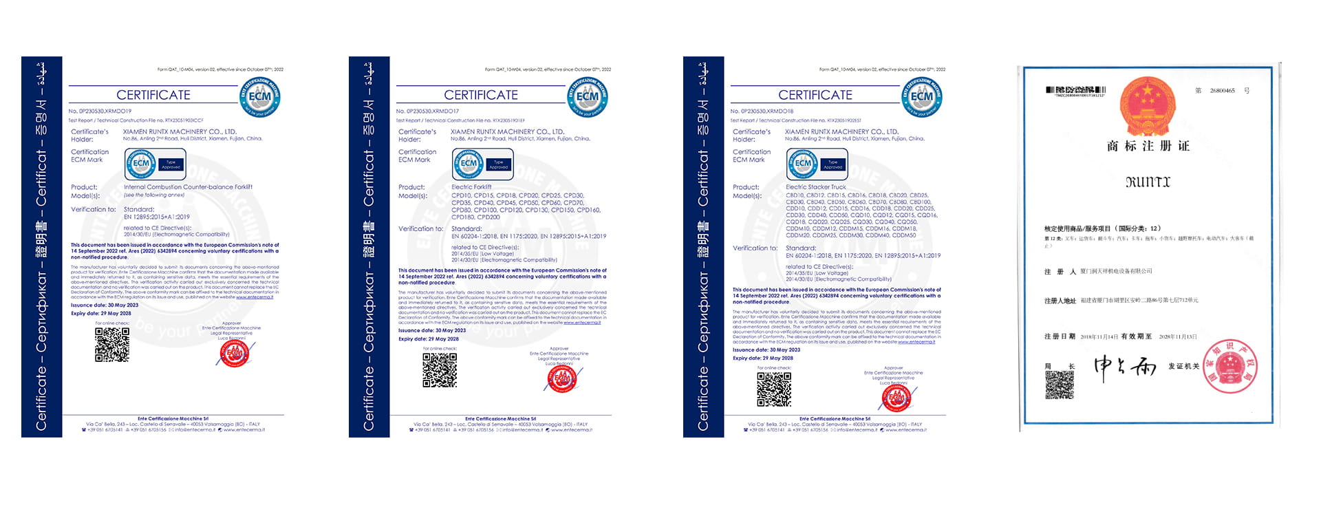 Runtx forklift  CE Certificate